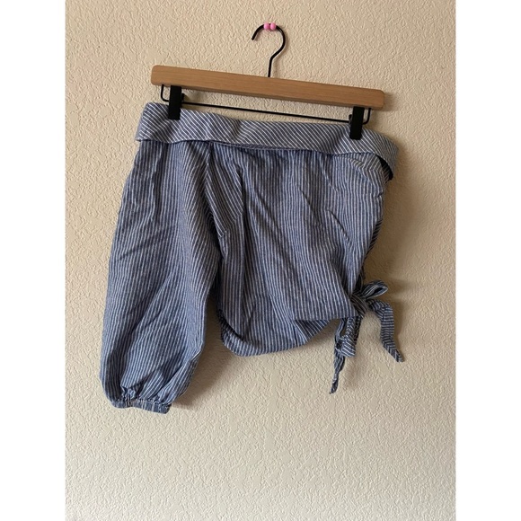 Free People Striped Blue Women's One Sleeve Off The Shoulder Blouse. - Picture 1 of 4